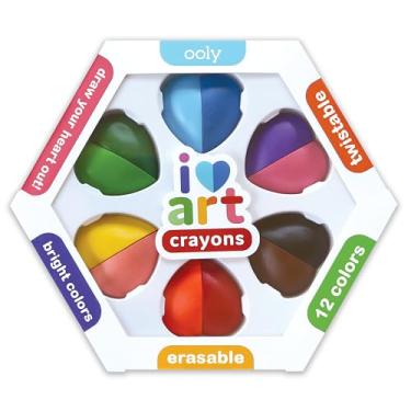 Imagem de Ooly, I Heart Art, giz de cera apagável, kit de colorir infantil torcido, 12 cores brilhantes, artesanato de verão - a partir de 3 anos