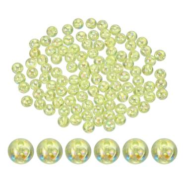 Imagem de Generic Contas redondas de acrílico de 10 mm, 100 peças de contas espaçadoras redondas de cores AB com buracos, contas soltas, para artesanato, brincos, pulseiras, colar, chaveiros, joias, amarelo