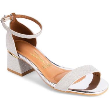 Imagem de Sandália Vizzano Salto Bloco Grosso Fivela Original 6428 Cor:PrataTama