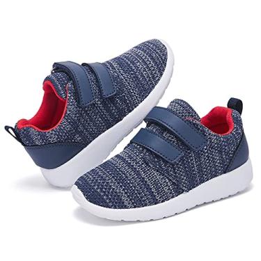 Imagem de HIITAVE Tênis esportivo de corrida/caminhada para meninos e meninas, Azul-marinho/vermelho, 7 Toddler