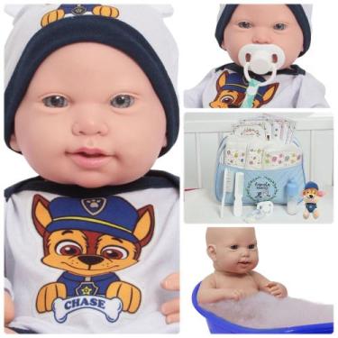 Imagem de Bebe Reborn Boneco Recém Nascido Enxoval Completo + Pelúcia - Cegonha 