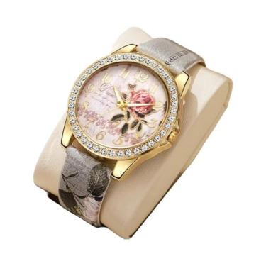 Imagem de Relógio De Pulso Feminino Casual Com Pulseira De Couro E Mostrador De 