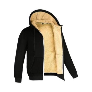 Imagem de Jaqueta De Fleece Com Capuz Para Inverno Masculina, Aquecida, Casual, 
