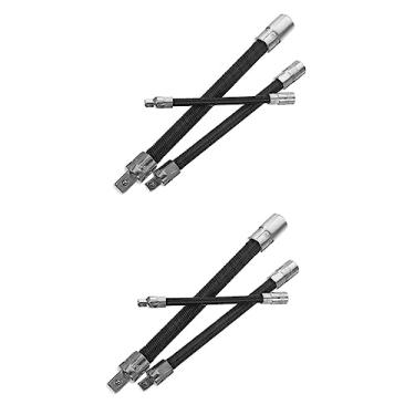 Imagem de 2 conjuntos de haste de conexão universal ferramentas automotivas adaptador de carro tomada de carro flexível barra de extensão chave extensor haste catraca extensor aço preto 1/4 barra de extensão el