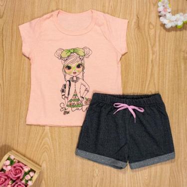Imagem de Conjunto curto infantil 2 ao 10  algodão so cute salmão - Era Uma Vez,