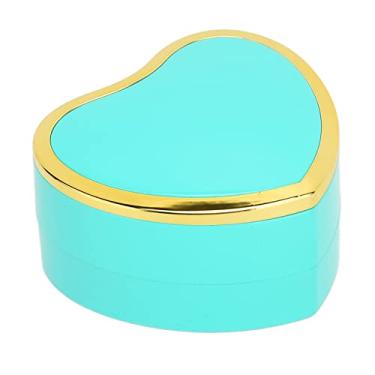 Imagem de CUOFYUNL Caixa de colar em formato de coração Caixa de presente elegante para exibição de joias com luz LED para proposta de noivado (Azul)