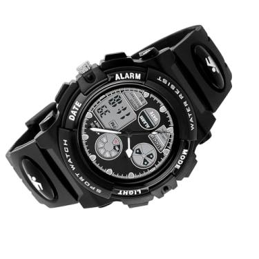 Imagem de ZJchao Relógio de Pulso Digital de Quartzo para Crianças, Meninos, Meninas, Esportes Ao Ar Livre, Alarme, Led, Choque Luminoso, Pulseira Pu, Relógio Infantil (Preta)