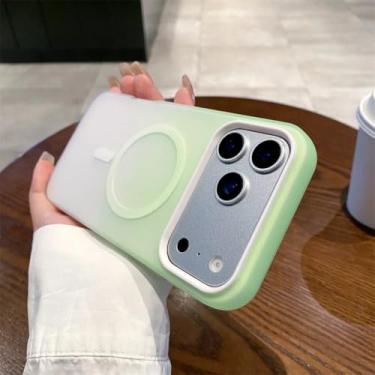 Imagem de IRTGFG Capa fosca 2 em 1 com efeito degradê, magnética e resistente a impactos para iPhone 16e (Verde)