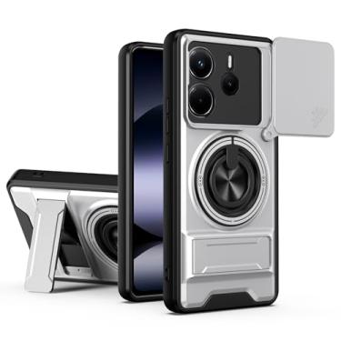 Imagem de SORAKA Capa para Xiaomi Redmi Note 14 4G com suporte,proteção de lente com janela e capa dupla de PC e TPU compatível com suporte magnético para carro