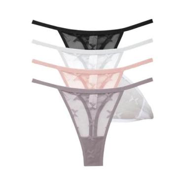 Imagem de Conjunto De Lingerie Sexy Feminina Em Renda 4PCS, Tanga Transparente D