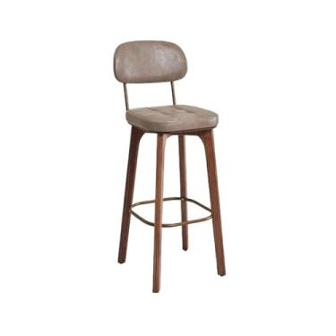 Imagem de Balcão de cozinha retrô leve luxo cadeira de bar encosto de madeira banco alto doméstico simples cadeira de bar caixa bancos altos comerciais cadeiras de bar (cinza)