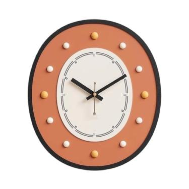 Imagem de Relógio de parede de cozinha não perfurado, relógio de parede personalizado e simples para sala de estar, adequado para sala de estar, estudo, decoração de quarto (laranja)