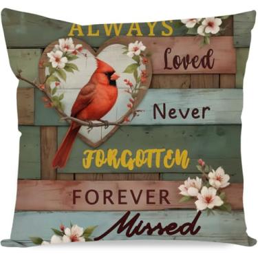 Imagem de Judishyish Capas de almofada Cardinalis A Letter from Heaven 45,7 x 45,7 cm Always Loved Never Forgotten Memorial Casa Sofá Quarto Sala de Estar Fronhas