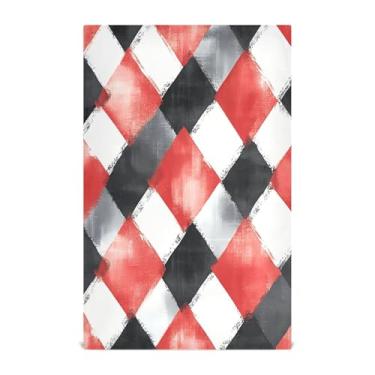 Imagem de Wassud Toalhas de cozinha vermelho e preto guingão panos de prato de cozinha 1 pacote panos de prato macios com laço para pendurar toalha de mão super absorvente de secagem rápida toalhas de chá de