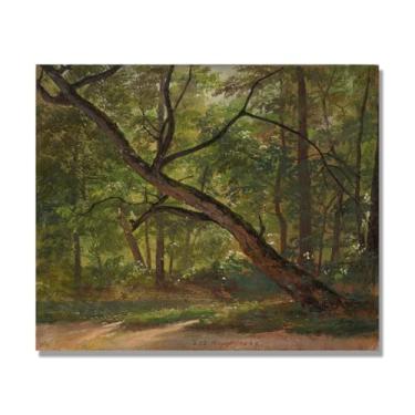 Imagem de NHLDZYH Quadro famoso para salão - réplica de J.C. Dahl - Paisagem romântica nórdica em tela - decoração de parede elegante. (Grande jardim). 40 x 48 cm. Apenas tela