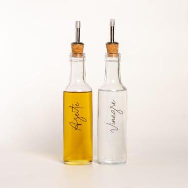 Imagem de Galheteiro de Vidro 250ml com Bico Dosador e Tampa de Cortiça para Azeite, Óleo, Vinagre e Molhos | Porta Temperos para Cozinha e Uso Diário (Porta Azeite e Vinagre)