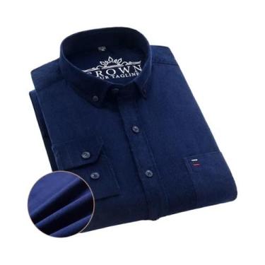 Imagem de Camisa De Corduroy Masculina 7XL 6XL De Manga Longa 100% Algodão Casua