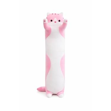 Imagem de Travesseiro de Gato Fofinhos 50/110cm, adorável boneca de pelúcia pet, linda pelúcia desenho de gatinho, almofada macia, brinquedo de abraçar dormir para crianças, meninas, namoradas (50cm Rosa)