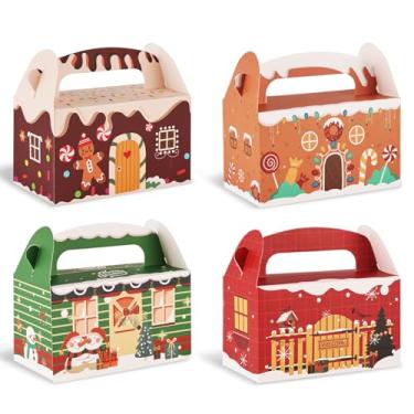 Imagem de VGOODALL 16 caixas de presente de Natal, caixas de presente de Natal 3D com impressão vibrante, caixas de presente coloridas de papelão com alças para dar de presente de Natal 15,5 x 8,5 x 9 cm