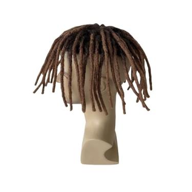 Imagem de Aplique de testa Pedaços de cabelo humano indiano Dreadlocks peruca masculina T2/30 Ombre cor base pele completa(6x9)
