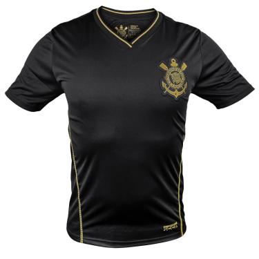 Imagem de Camiseta Corinthians Dry Preta Gola V Masculina-Masculino