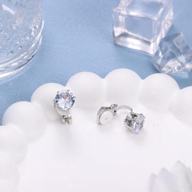 Imagem de Brincos femininos com clipe de ouro, banhado a ouro 14 K, zircônia cúbica, pérola, clipe de flor, brincos falsos, joias, standard, Liga de aço, Sem pedra preciosa