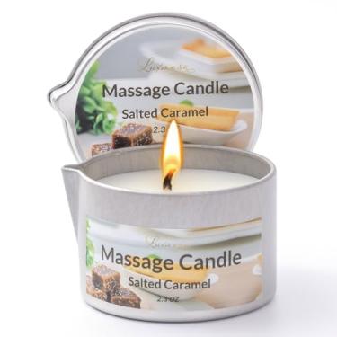 Imagem de Vela de massagem para relaxamento corporal e spa doméstico, vela de baixa temperatura para cuidados com a pele, óleo de massagem perfumado de soja para alívio do estresse, 65 g (caramelo salgado)