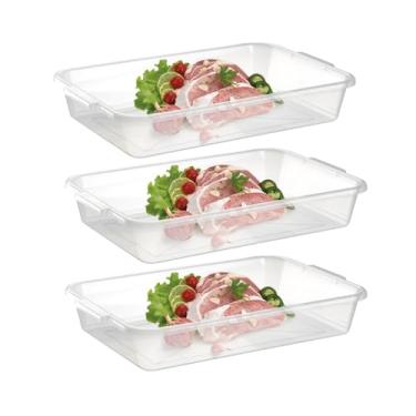 Imagem de Kit Travessa Bandeja Transparente Retangular Com Alça Para Servir A Mesa Salada Buffet (3)
