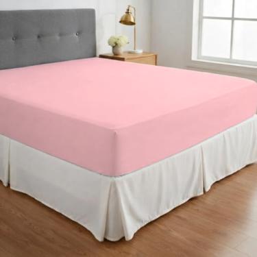 Imagem de Lençol Queen Avulso Com Elástico Liso Malha 100% Algodão Resistente Com Toque Macio Respirável Cozzilar (Rosa Bebê)