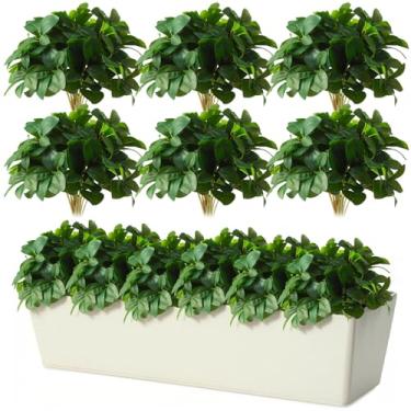 Imagem de Hotop 6 ramos artificiais de eucalipto, flores de chá de seda com toque real, arbustos artificiais, plantas, folhas falsas de eucalipto, para encher vasos, festas de casamento em casa