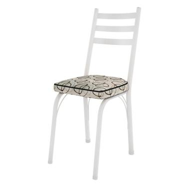 Imagem de Kit 4 Cadeiras De Cozinha Luisiana Estampado Cedro Pés De Ferro Branco
