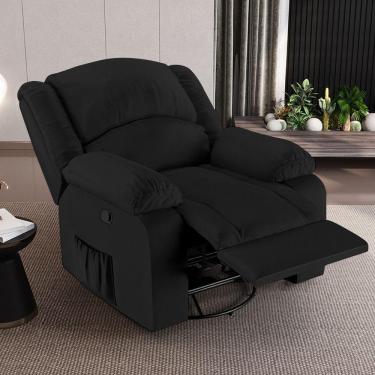 Imagem de Poltrona Do Papai Reclinável Sala De Cinema Madrid Glider Manual Giratória Usb Pu Preto G23