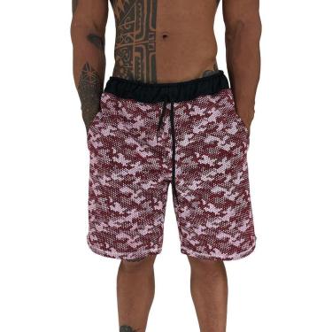 Imagem de Bermuda Masculina Moletom MXD Conceito Limitada Camuflado Pontilhado Vermelho-Masculino
