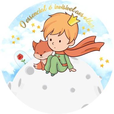 Imagem de Painel de Tecido Sublimado Redondo Pequeno Príncipe Raposa e Flor no P