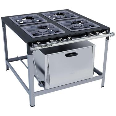 Imagem de Fogão Industrial Stori Premium 4 Bocas 40x40 Com Forno M18 Metalmaq Fogão Baixa Pressão Pintado