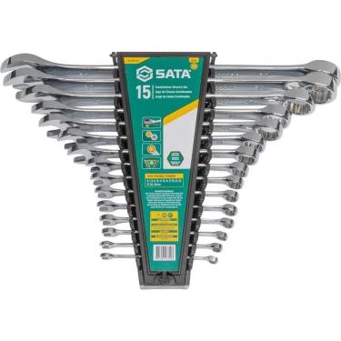 Imagem de Jogo De Chaves Combinadas, 6 Mm A 32 Mm, Aço Cromo Vanádio, 15 Peças, Sata Ostenvonder