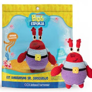 Imagem de Kit Amigurumi Bob Esponja e Amigos - Seu Siriguejo - Corrente