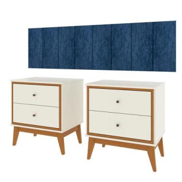 Imagem de Conjunto Quarto Queen Cabeceira Adesiva 1,60 e 2 Mesas de Cabeceira Ar