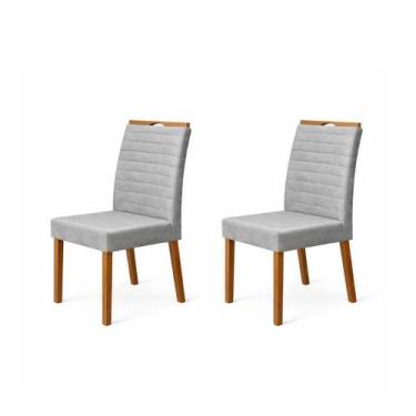 Imagem de Kit 2 Cadeiras VR Movelaria Helena Top Line Veludo Cinza - VeR MOVELAR