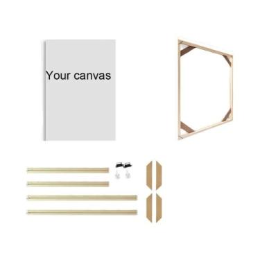 Imagem de Moldura De Madeira Natural Para Tela Em Vários Tamanhos Para Pintura a