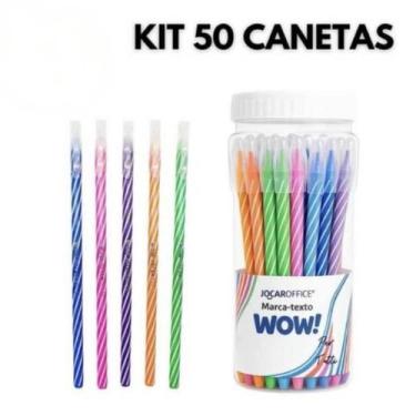 Imagem de Caneta esferografica wow 0.7 colorida e branco jocar office kts, KIT C