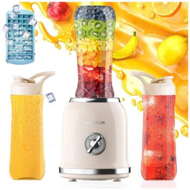 Imagem de Liquidificador Pessoal Retrô DOWYLIK Creme 300W Copos Portáteis 600 ml 110V