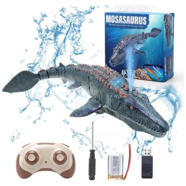 Imagem de fromeasy Mosasaurus RC: Dinossauro Controle Remoto com Luz e Spray de Água para Piscina e Banho
