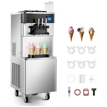Imagem de Máquina Comercial de Sorvete FOHERE 3 Sabores 25-32 L/h, Prata, Funil 14 L, Painel LCD Touch, Auto Limpeza, 825B, 2200W