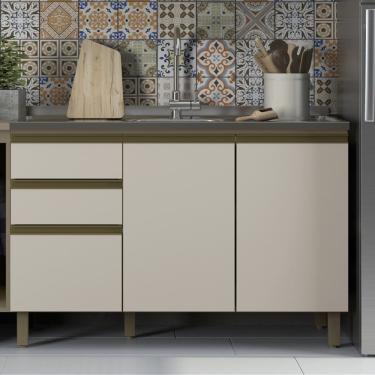 Imagem de Balcão de Cozinha Pia 120 Cm 3 Portas 2 Gavetas Connect Henn