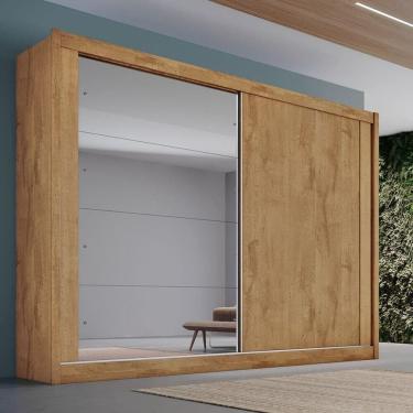 Imagem de Guarda Roupa Casal Com Espelho 2 Portas 4 Gavetas - Creta-amêndoa - Móveis Europa