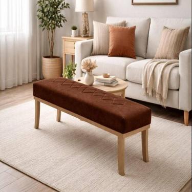 Imagem de Puff para Sala de Estar 100cm Veludo Theo Marrom