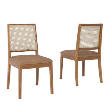 Imagem de Conjunto 2 Cadeiras para Sala de Jantar em Madeira Tauari Carambola Madeira/Kaki