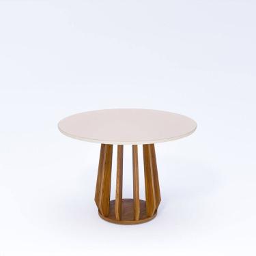 Imagem de Mesa de Jantar Redonda em Mdf e Vidro Pitanga Natuame 109cm Madeira/Off White