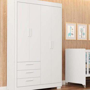 Imagem de Guarda-roupa para Quarto de Bebê Zaki Branco Fosco - Móveis Reller
